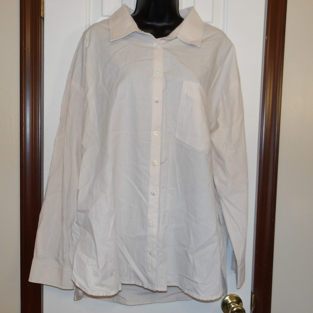 Wishlist Apparel Oversized Button-Up Shirt Pocket Front Long Sleeve L